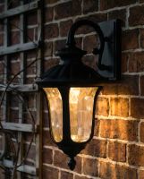 Digital Illustration of the Traditional Black Aluminium Ornate Victorian Top Fix Wall Lantern Illuminated at Night