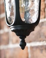 Close-Up of Lower Section of Traditional Black Aluminium Ornate Victorian Top Fix Wall Lantern - 37cm