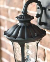 Traditional Black Aluminium Ornate Victorian Top Fix Wall Lantern - 37cm in Situ