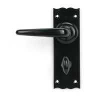 Traditional Black Bathroom Mortice Lock Door Handle Set in Situ