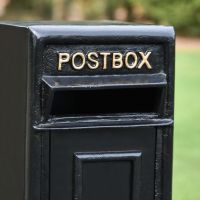 Close-Up of Black & Gold Finish on Freestanding Post Box