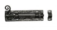 Traditional Black Iron Door or Gate Bolt With Monkey Tail Handle