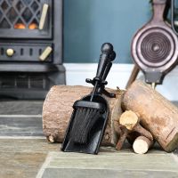 Traditional Black Iron Pan & Brush Set in Situ by the Fire Place
