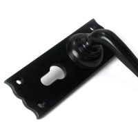 Close-Up of Right Hand Traditional Black Lever Euro Lock Door Handle