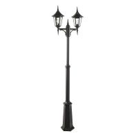 Traditional Black "Lynnewood" Rectangular Twin Head Lamp Post Set - 2.7m