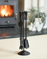 Traditional Black Single Twist Companion Set In A Fireplace Setting