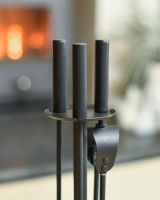 Close Up Of Traditional Black Slim Three Piece Companion Set Handles