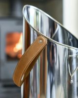 Close Up Of Traditional "Bromley" Coal Hod With Leather Handle Leather Handle