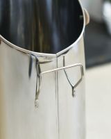 Close Up Of Traditional "Bromley" Coal Hod With Leather Handle Front-Facing Handle