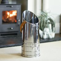 Traditional "Bromley" Coal Hod With Leather Handle In A Fire Place Setting