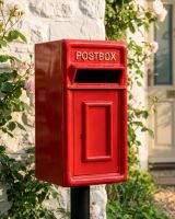 Traditional Cast Iron Red & Gold Post Box digital illustration