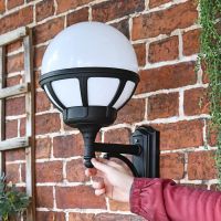 Traditional Globe Outside Wall Light to Scale