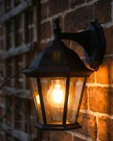 Digital Representation of Traditional "Lovella" Hexagonal Top Fix Outdoor Wall Lantern lit up at night