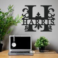 Letter H Monogram Name Sign in Situ in the Office