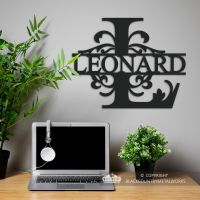 Letter L Monogram Name Sign in Situ in the Office