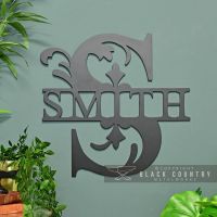 Monogram Sign "Smith" in Situ on a Blue Wall