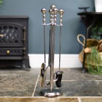 Traditional Polished Steel Four Tool Companion Set 64cm Traditional Polished Steel Four Tool Companion Set 64cm