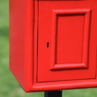 Close-Up of Red Painted Finish on Freestanding Post Box