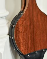 Traditional Rounded Wooden & Black Leather Fire Bellows Leather Detail