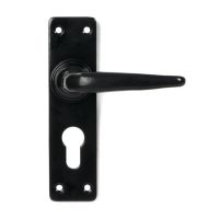 Right Hand Traditional Smooth Black Lever Euro Lock Door Handle Right Hand Traditional Smooth Black Lever Euro Lock Door Handle