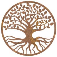 Rustic Round "Tree of Life" Wall Art in a Rustic Finish