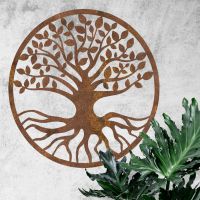 Rustic Round "Tree of Life" Wall Art in Situ on a White Wall