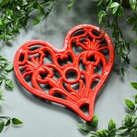 Cast Iron Heart trivet Finished in Red