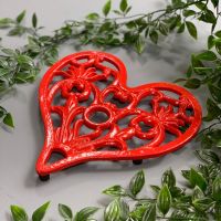 Red Cast Iron Heart Trivet
