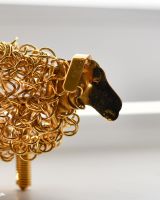 Close up of face detail on scrap metal art sculpture