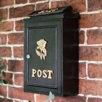Deluxe Polished Brass “Tudor Rose” Wall Mounted Post Box