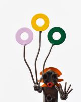 Tuppence the Clown Upcycled Metal Ornament close up of balloons made from washers Tuppence the Clown Upcycled Metal Ornament close up of balloons made from washers