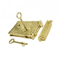 Ornate Rim Lock set created From Brass