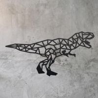 Geometric Iron T-Rex Wall Art on a Rustic Wall Geometric Iron T-Rex Wall Art on a Rustic Wall
