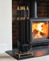 Brass & Black Powder Coated Traditional Companion Set 64cm Digital illustration