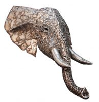 "Emanti" Hand Sculpted Elephant Head with Stainless Steel Tusks "Emanti" Hand Sculpted Elephant Head with Stainless Steel Tusks
