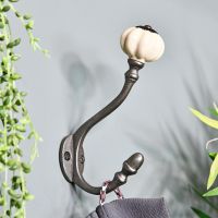 Iron Ceramic Shell Tipped Coat Hook in Situ