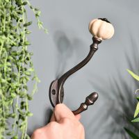 6" Iron Ceramic Shell Tipped Coat Hook