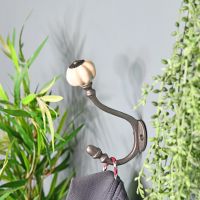 6" Iron Ceramic Shell Tipped Coat Hook in Situ