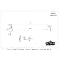 Forged Iron Cabin Hook Pewter 18" Dimensions