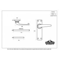 Smooth Lever Latch Set Dimension Chart