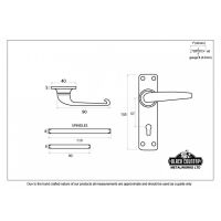 Smooth Lever Lock Set Dimension Chart 