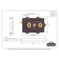 Victorian Style Reversible Iron Rim Lock Dimensions