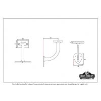 2 ½" Iron Handrail Bracket - Dimensions 