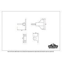 Black Iron Fanlight Catch with Two Keeps - Dimensions 