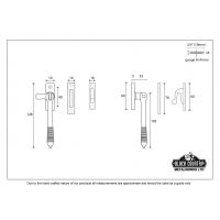 Reeded Window Fastener - Lockable - Dimensions 