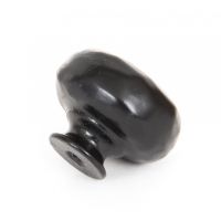 Side Profile of Black Hammered Steel Cabinet Knob - 33mm