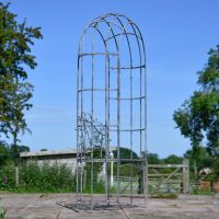 Side view of Antique Grey Arbour with Oval Seat