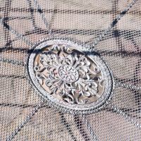 Close up of motif within Antique Grey Arbour seat