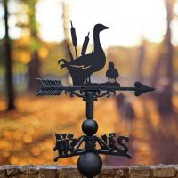 Duck and Duckling Weathervane in an Autumn Setting Duck and Duckling Weathervane in an Autumn Setting