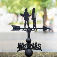 Cast Iron and Steel Weathervane with Artist Topper Cast Iron and Steel Weathervane with Artist Topper